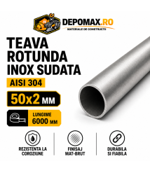 Teava rotunda inox sudata AISI 304, 50 x 2 mm, 6 metri